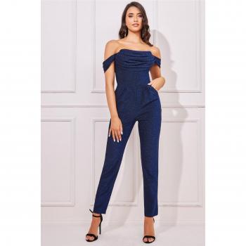 Goddiva Lurex Cowl Neck Jumpsuit
