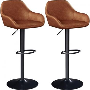 Tabourets de Bar Réglables avec Revêtement en Similicuir