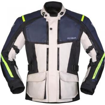 Modeka Varus Giacca Moto Tessile Impermeabile Grigio Blu XL