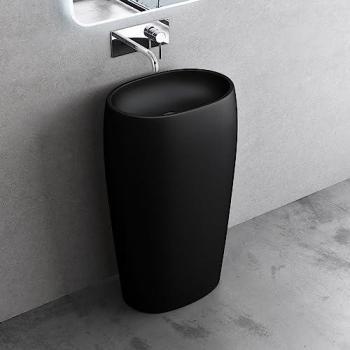 Vasque Colonne Ovale Noir pour Salle de Bain 53,5x36x85cm