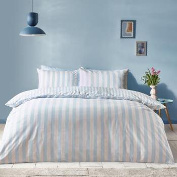 Reversible Blue Stripe Tease Duvet King Set
