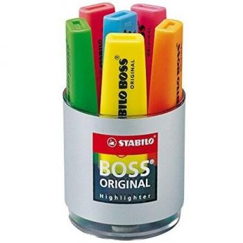 Textmarker Boss Original Rundbox mit 6 Stiften