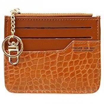 All-in-one Wallet Credit Card Holder Coin Organizer with Key Chain in a Gift Box, Flat Suitable for Front & Back Pockets Fashion Crocodile Vegan Leather, Powerful RFID Blocking Card as a Bonus (Green)