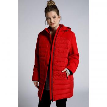 Giacca leggera con effetto patchwork e cappuccio, Donna, Rosso, Taglia: 48/50, Poliestere