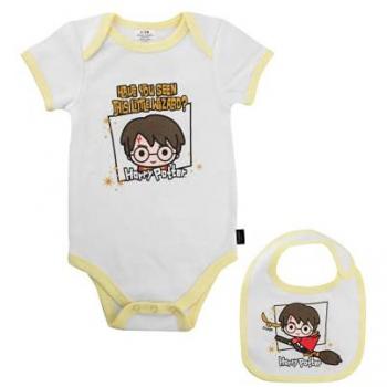 Set de Body y Babero Harry Potter Licencia Oficial para Bebé 6-18 Meses Pequeño Mago