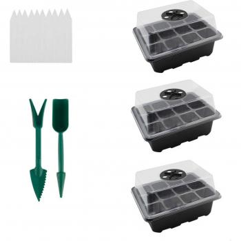 3 Pack Mini Greenhouse Seedling Starter Tray with Lid