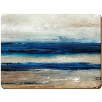 Paquet de 6 Napperons Rectangulaires en Bleu Abstrait