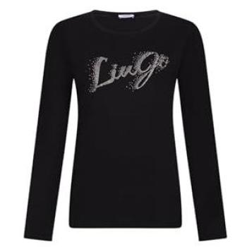 Liu Jo T‑Shirt Nera con Logo Strass – Colore Nero, Taglia M/L