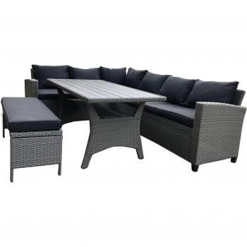 7-Piece Rattan Dining Set with Gas Fire Pit Table