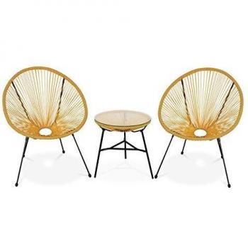Ensemble Éclat de Jardin : fauteuils Acapulco + table basse jaune