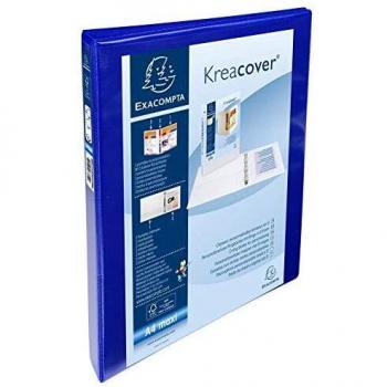 Exacompta 4-Ring A4 Binder with 3 Pockets in Blue