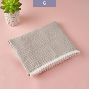 Elinfant Fringed Lace Baby Swaddle Blanket 80x65cm 100% Cotton Solid Color