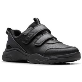 Feather Shine Youth Black Riptape Trainers