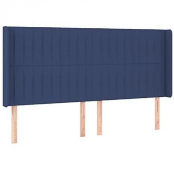 Cabeceira de Cama VidaXL – Tecido Azul, 163x16x118 cm, LED