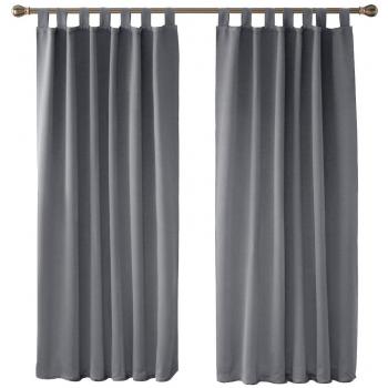Deconovo Schlaufen Vorhang Blickdicht 175x140 cm Hellgrau 2er Set