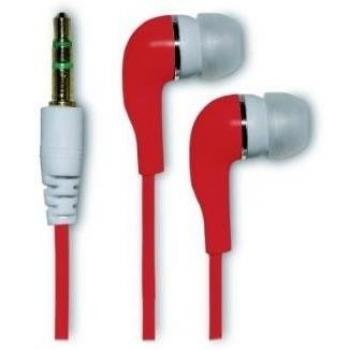Ociodual Auriculares Estéreos Conector Jack 3.5mm Rojo Cascos Intrauditivos Almohadilla Silicona Goma Blanda Su