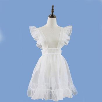 Ropa Vintage de Té: Vestido con Delantal y Manga Encajada
