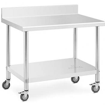Tavolo da cucina in acciaio inox con ruote e alzatina 70 x 100 cm 155 kg