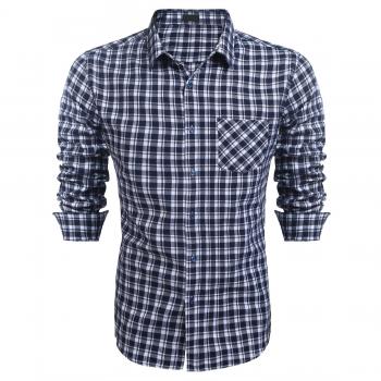 COOFANDY Herren Langarm Karo-Shirt – M (Silm Fit) Casual Basic
