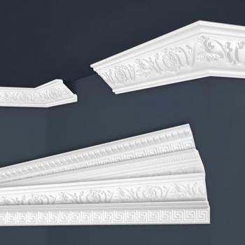Marbet Stuckleisten Set B-06, 30 Meter, weiße gemusterte Deckenleisten aus EPS Styropor