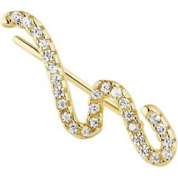 Oro 18K Pendiente Trepador Curvado