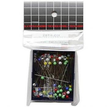Prym Straight Glass Headed Sewing Pins, Assorted Colours, 48mm