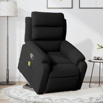 Sillón reclinable con función de masaje y elevación en terciopelo negro