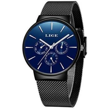 LIGE Orologio da Uomo Nero
