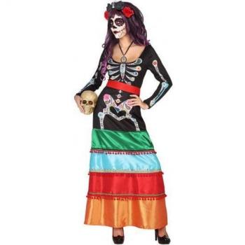 Atosa Costume de Squelette Mexicain Robe Longue (Femmes)