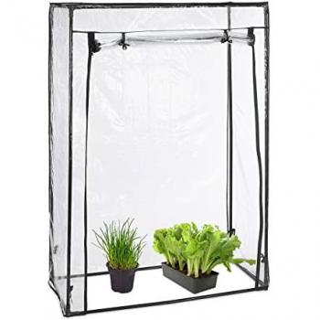 Serre de jardin en PVC Relaxdays, HLP 150 x 100 x 50 cm, avec porte, couleur transparente et noire