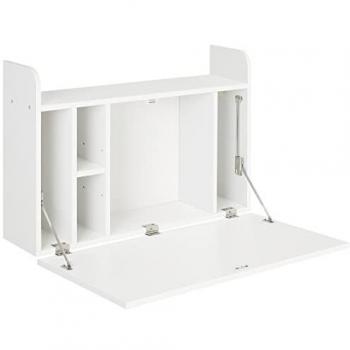 Bureau mural rabattable avec 5 niches en panneaux de particules blanc