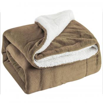 Bedsure Microfiber Sherpa Throw Blanket Camel Twin/Double Size