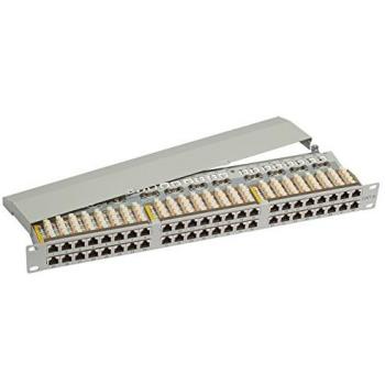 PANEL DE RED 48 PUERTOS FTP RJ45 19 CAT6 NEGRO