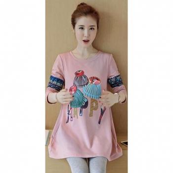 Korean Style Plus Size Maternity Cotton Hoodie Dress