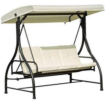 Outsunny Balancelle de Jardin 3 Places Convertible