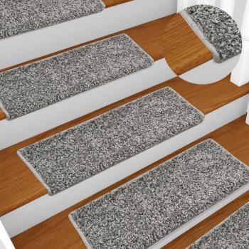 Tapis d'escalier en peluche gris 10 pièces 65x21x4 cm