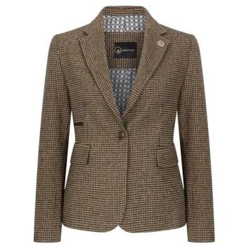 Wool Blend Brown Dogtooth Blazer – Women's Tailored Fit