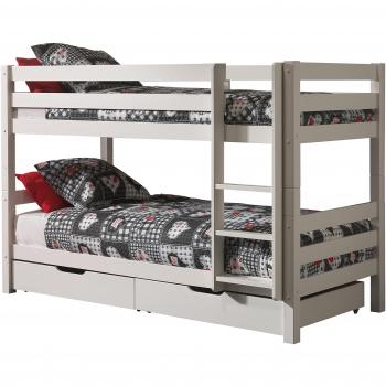 Lit pile avec rangement intégré, 90×200 cm, pin massif blanc – Pino H 140 cm
