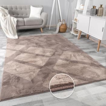 Tapis Salon Taupe en Peluche 80x150 cm
