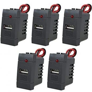 5x SANDASDON SD81750 Modulo Caricatore USB Da Muro 5V 1A Nero Compatibile Bticino Living International