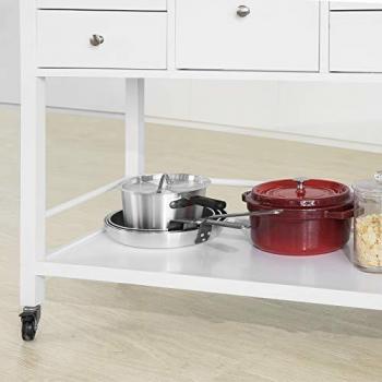Five-Drawer White Kitchen Rolling Storage