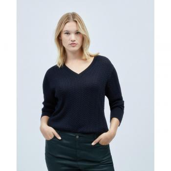 Jersey de mujer Couchel con cuello pico de punto
