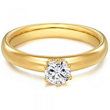 Trilani Verlobungsring aus Sterling Silber mit Zirkonia in Gelbgold