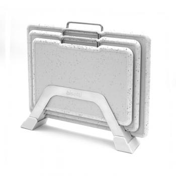 Set di 3 taglieri effetto granito con rack Stonewhite