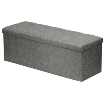 Compact Grey Linen Storage Seat – 111×37×39 cm