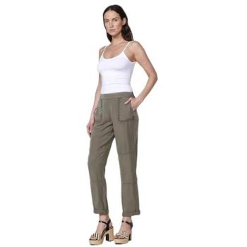 Pantalón Jogger Lyocell Tiro Alto, Cintura elástica, Doble Vuelta y Cenefa Bordada