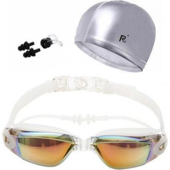 BlueWave Tauchbrille mit Kappe & Ohrstöpseln – wasserdicht & UV‑Filter