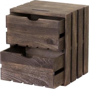 Comodino Retro in Legno con 2 Cassetti