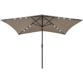 Parasol de terrasse taupe avec éclairage LED 2x3 m