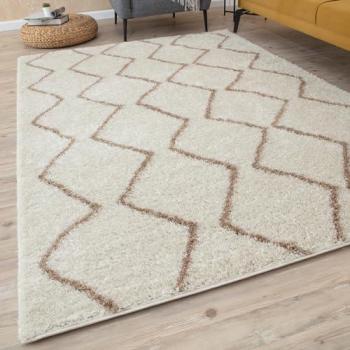 Elegant Moroccan Ivory Beige Plush Rug – 180 × 270 cm